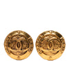Chanel Gold Plated CC Round Clip On Earrings Secondhand