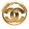 Chanel Gold Plated CC Spring Round Brooch Secondhand