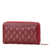Secondhand Chanel CC Quilted Caviar Zip Around Long Wallet