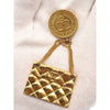 Chanel CC Gold Plated Medallion Quilted Flap Bag Brooch Secondhand