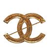 Chanel Gold Plated CC Crystal Brooch Secondhand