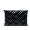 Chanel Large Quilted Patent O Case Clutch Secondhand