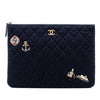 Secondhand Chanel Paris Hamburg Medium Quilted Wool Coco Sailor Charms O Case Clutch