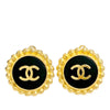 Chanel CC Gold Plated and Enamel Button Clip On Earrings Secondhand