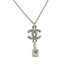 Chanel Silver CC Crystal Studded Cube Pendant Necklace Secondhand