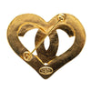 Chanel Gold Plated CC Heart Brooch Secondhand