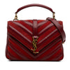 Saint Laurent Medium Calfskin and Suede Chevron Monogram College Satchel Secondhand