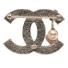 Chanel CC Gold Plated Enamel and Faux Pearl Brooch Secondhand