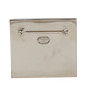 Chanel Palladium Plated Enamel Logo Plate Brooch Secondhand