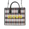 Gucci Freya Hartas Canvas ICCUG Logo Embroidered Plaid Tote Secondhand