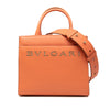 Bvlgari Smooth and Pebbled Calfskin Logo Tote Secondhand