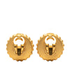 Chanel CC Gold Plated Enamel Round Clip On Earrings Secondhand