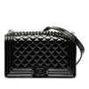 Chanel Old Medium Quilted Patent Acrylic Boy Flap Secondhand
