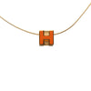 Hermès Gold Plated and Enamel Cage d H Pendant Necklace Secondhand