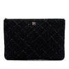 Chanel Large Quilted Tweed and Lambskin Camellia O Case Clutch Secondhand