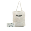 Prada Raffia Effect Crochet Logo Embroidered Tote Secondhand