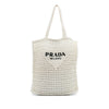 Prada Raffia Effect Crochet Logo Embroidered Tote Secondhand
