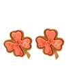 Chanel CC Gold Plated Enamel Clover Clip On Earrings Secondhand