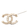Chanel CC Gold Plated Rhinestone Chain Brooch Secondhand