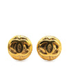 Chanel Gold Plated CC Round Clip on Earrings Secondhand