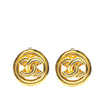 Chanel Gold Plated CC Round Clip On Earrings Secondhand