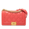 Chanel Old Medium Stitched Lambskin and Tweed Boy Flap Secondhand