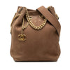 Chanel Small CC Quilted Suede On My Shoulder Drawstring Bucket Bag Secondhand