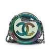Chanel PVC and Metallic Lambskin CC Filigree Round Clutch with Chain Secondhand