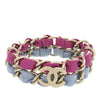 Chanel CC Brass and Fabric Woven Double Bracelet Secondhand