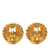 Chanel CC Gold Plated Sunburst Round Clip On Earrings Secondhand