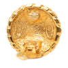 Chanel CC Gold Plated Sunburst Round Clip On Earrings Secondhand