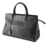 Saint Laurent Medium Croc Embossed Calfskin Cabas Rive Gauche Satchel Secondhand