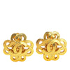 Secondhand Chanel Gold Plated CC Flower Clip On Earrings
