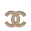 Chanel CC Gold Plated Rhinestone Brooch Secondhand