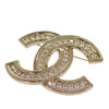 Chanel CC Gold Plated Rhinestone Brooch Secondhand