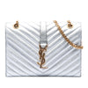 Saint Laurent Medium Chevron Metallic Calfskin Monogram Envelope Bag Secondhand