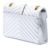 Saint Laurent Medium Chevron Metallic Calfskin Monogram Envelope Bag Secondhand