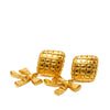 Chanel Gold Plated Bow Drop Clip on Earrings Secondhand