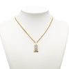 Dior Gold Plated Enamel Logo Pendant Necklace Secondhand