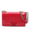 Chanel Old Medium Quilted Patent Acrylic Boy Flap Secondhand