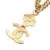 Chanel Gold Plated Double Chain Clover CC Pendant Necklace Secondhand