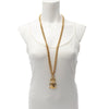 Chanel Gold Plated Double Chain Clover CC Pendant Necklace Secondhand