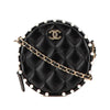 Chanel Quilted Calfskin Pearl Studded Round Clutch with Chain Secondhand