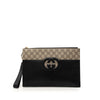 Gucci GG Supreme and Calfskin Cut Out Interlocking G Clutch Secondhand