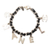 Chanel Silver Plated and Leather Woven Logo Charm Bracelet Secondhand