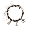 Chanel Silver Plated and Leather Woven Logo Charm Bracelet Secondhand