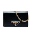 Prada Saffiano Vernice Flip Lock Wallet on Chain Clutch Secondhand