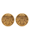 Chanel Gold Plated Medallion Coat of Arms Clip on Earrings Secondhand