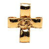 Chanel CC Gold Plated Ribbon Cross Brooch Secondhand