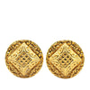 Chanel Gold Plated CC Round Clip on Earrings Secondhand